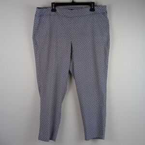 Jasmine & Juliana Women 18W Blue Geometric Stretch Pull On Career Ankle Pants